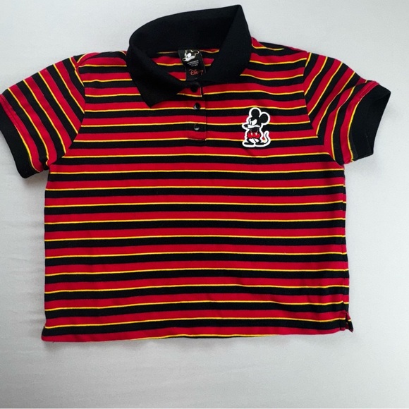 Disney x Forever 21 Angry Mickey Mouse Cropped Polo Shirt Size Medium - Picture 1 of 9